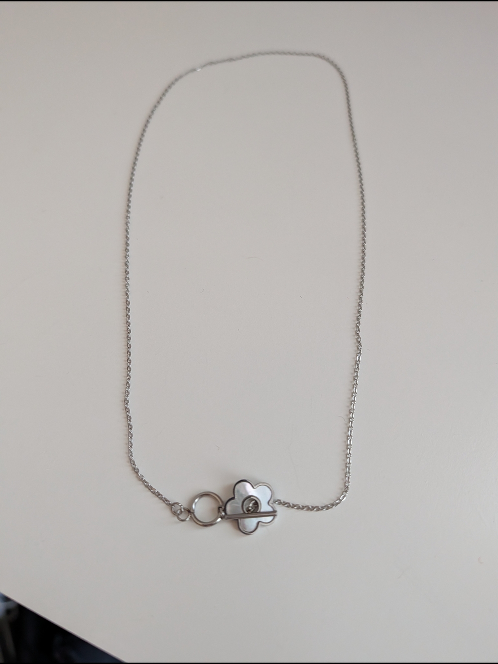 Silver Flower Toggle Necklace